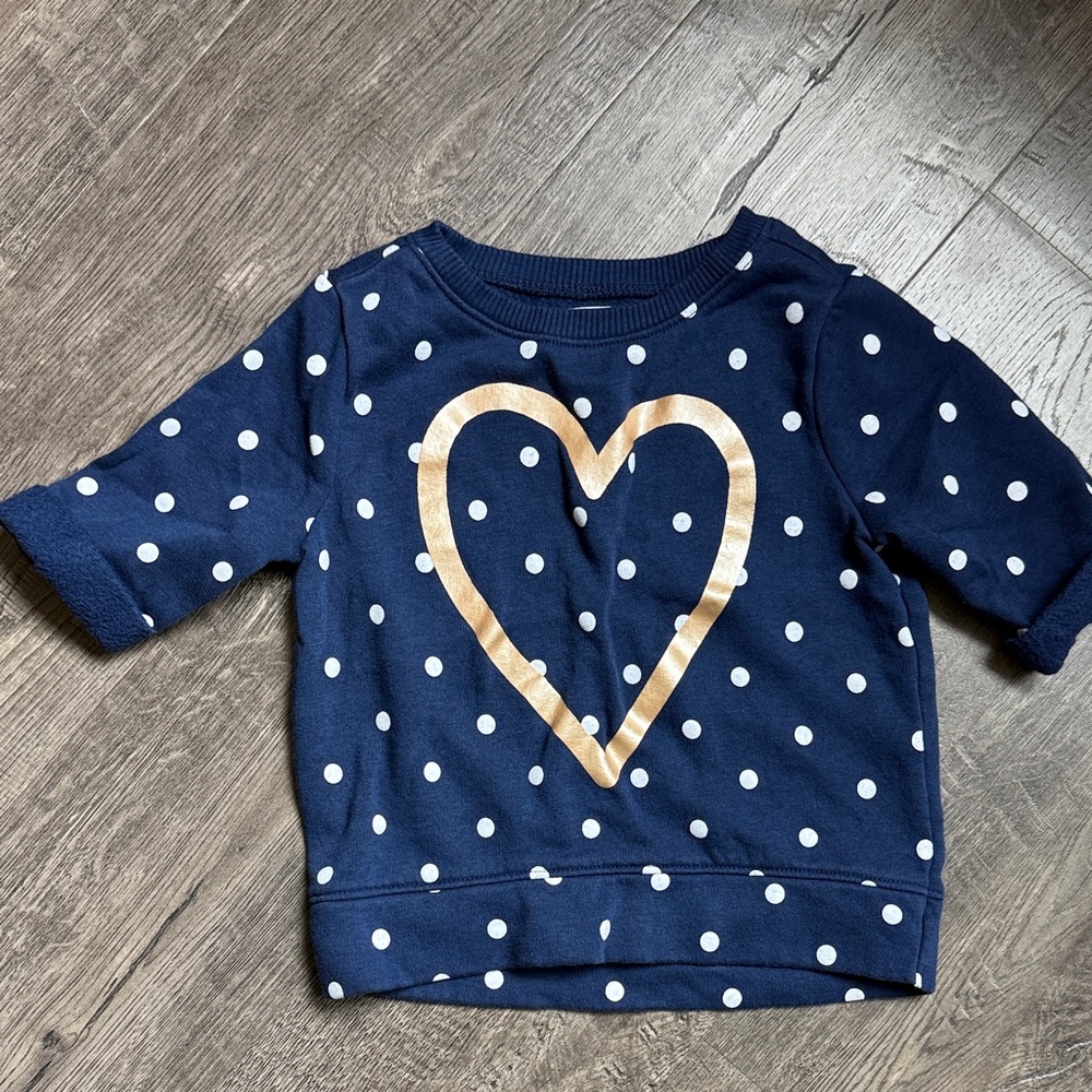 Old Navy Navy Blue Polka Dot Tee with Gold Accent